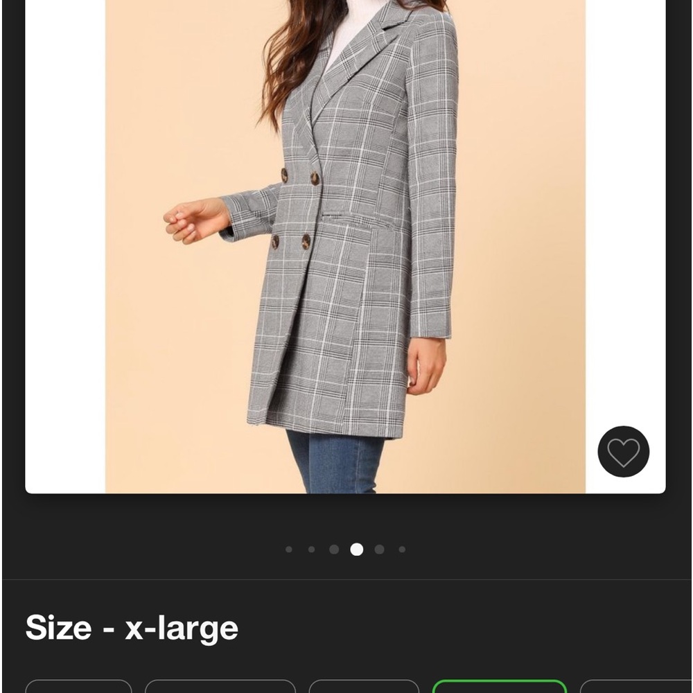 Allegra K double breasted notched lapel. Plaid blazer with pockets